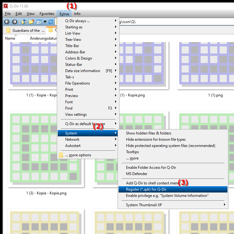 What does registering  .qdr mean for Quad File Explorer